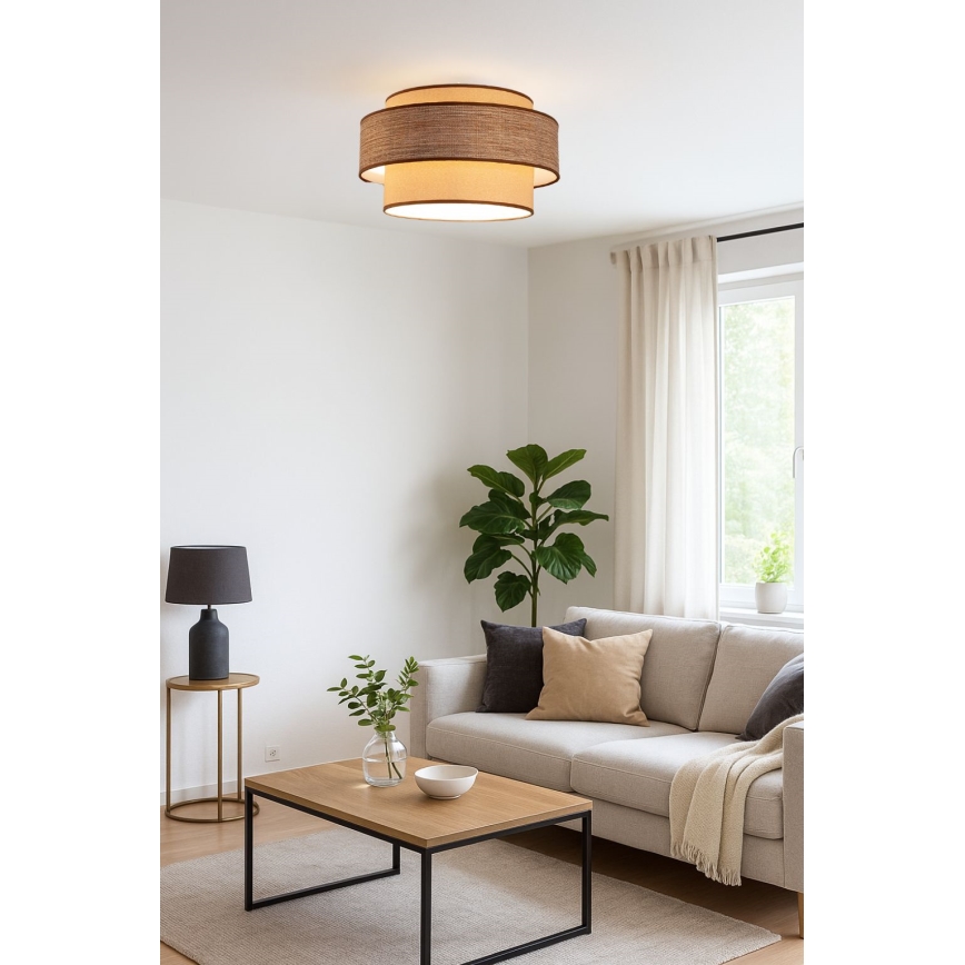 Plafón GRACE 1xE27/60W/230V beige/marrón