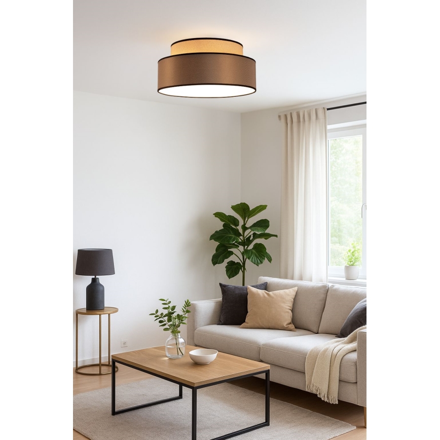Plafón GRACE 1xE27/60W/230V diá. 40 cm beige/marrón