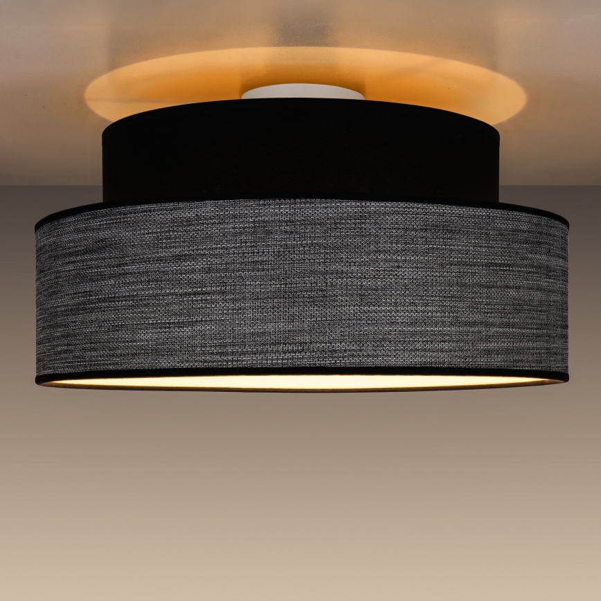 Plafón GRACE 1xE27/60W/230V diá. 40 cm negro/gris