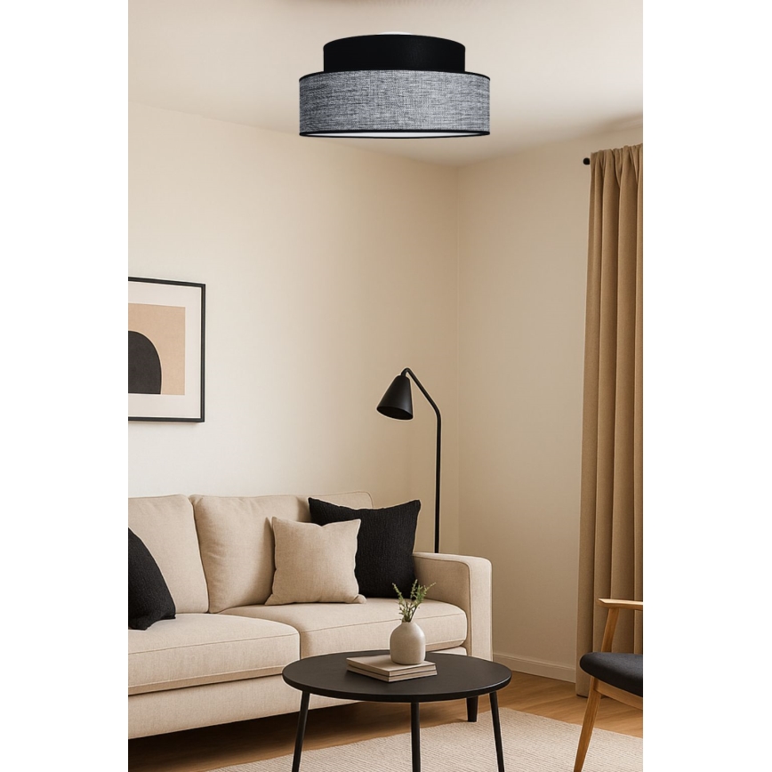 Plafón GRACE 1xE27/60W/230V diá. 40 cm negro/gris