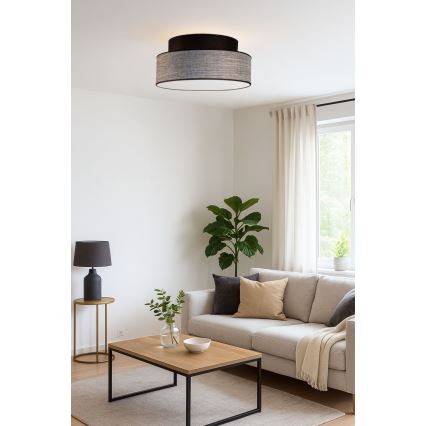 Plafón GRACE 1xE27/60W/230V diá. 40 cm negro/gris