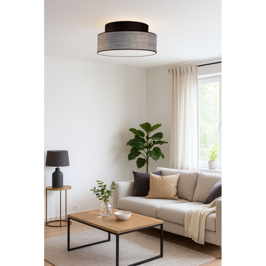 Plafón GRACE 1xE27/60W/230V diá. 40 cm negro/gris