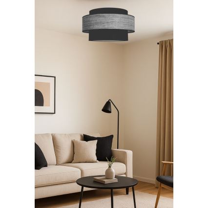 Plafón GRACE 1xE27/60W/230V diá. 40 cm negro/gris
