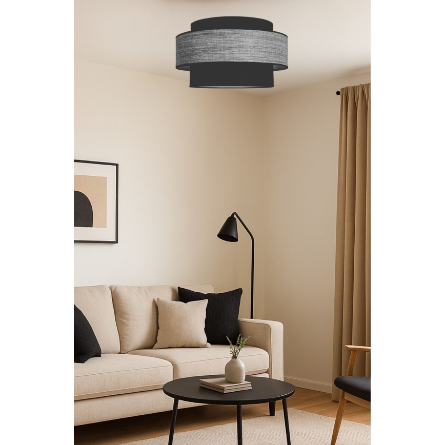 Plafón GRACE 1xE27/60W/230V diá. 40 cm negro/gris