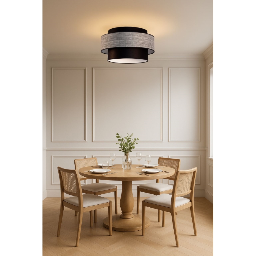 Plafón GRACE 1xE27/60W/230V diá. 40 cm negro/gris