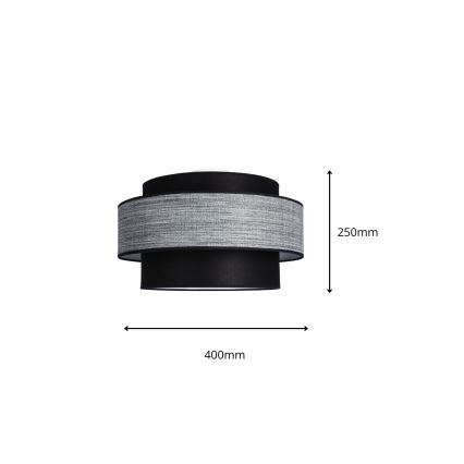 Plafón GRACE 1xE27/60W/230V diá. 40 cm negro/gris