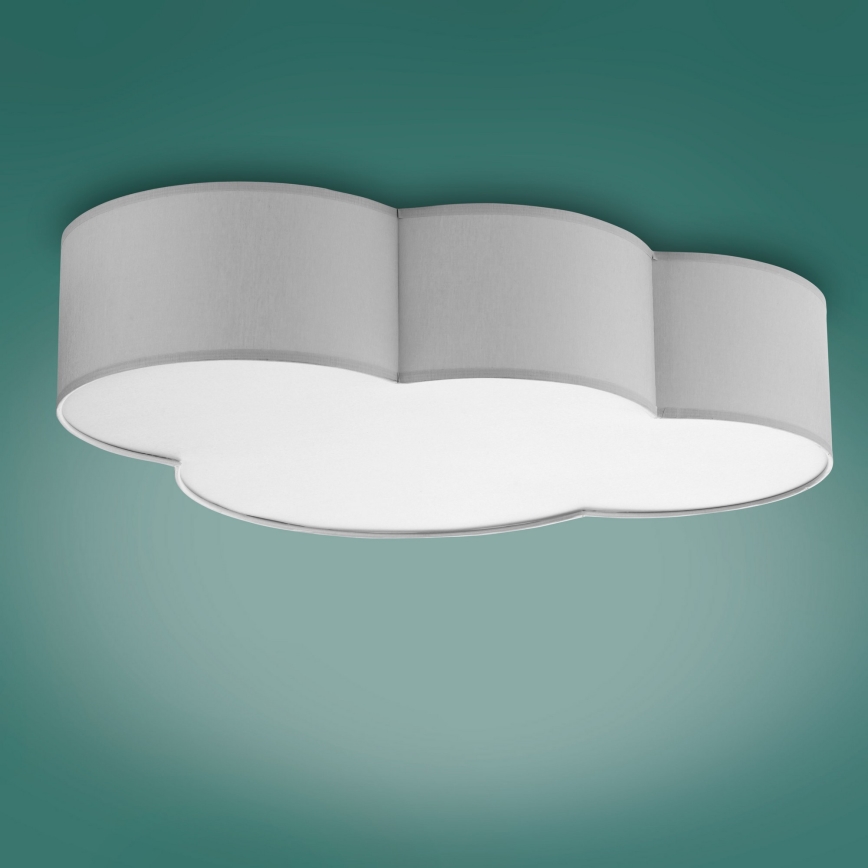 Plafón infantil CLOUD 4xE27/15W/230V gris