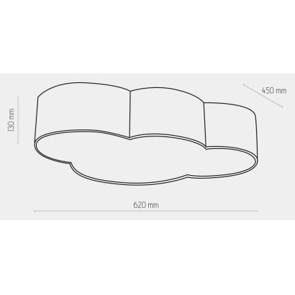 Plafón infantil CLOUD 4xE27/15W/230V gris
