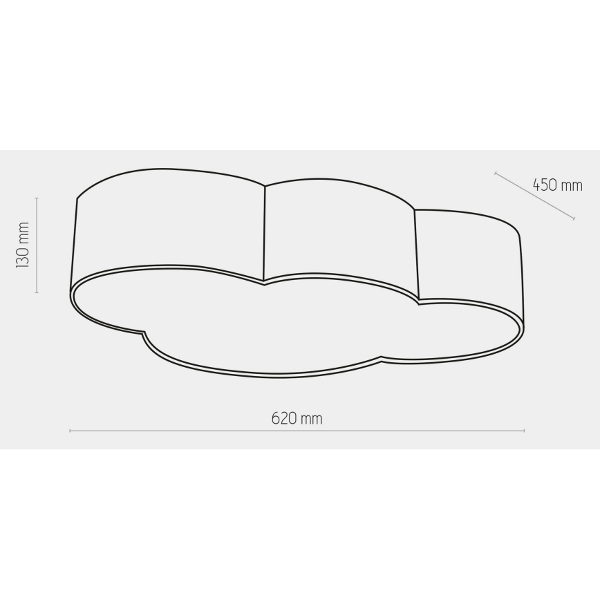 Plafón infantil CLOUD 4xE27/15W/230V gris