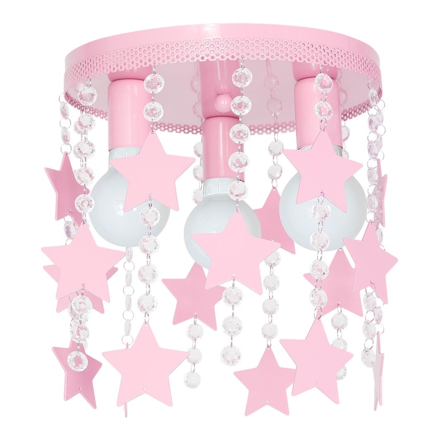 Plafón infantil ELZA stars 3xE27/60W/230V rosa