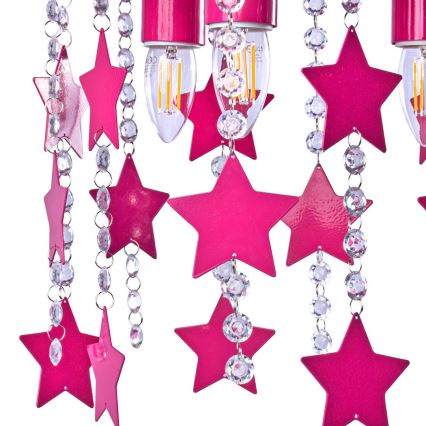 Plafón infantil ELZA stars 3xE27/60W/230V rosa