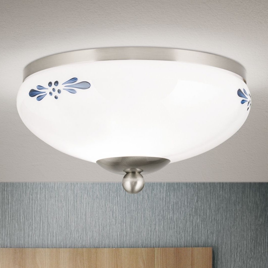 Plafón LANDHAUS 1xE27/60W/230V diá. 21 cm cromo mate/blanco