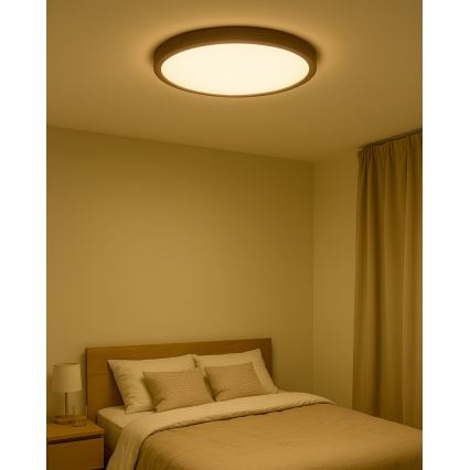 Plafón LED/32W/230V 3000/4000/6500K Ø 40 cm marrón
