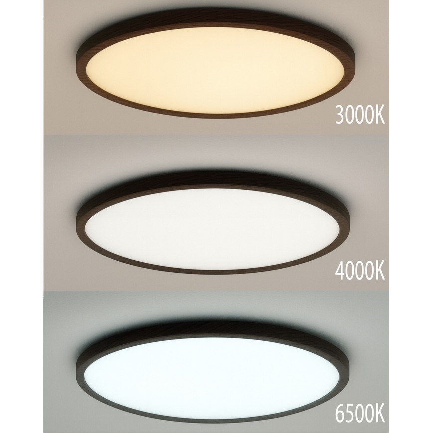 Plafón LED/32W/230V 3000/4000/6500K Ø 40 cm marrón
