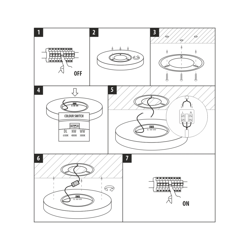 Plafón LED/32W/230V 3000/4000/6500K Ø 40 cm marrón
