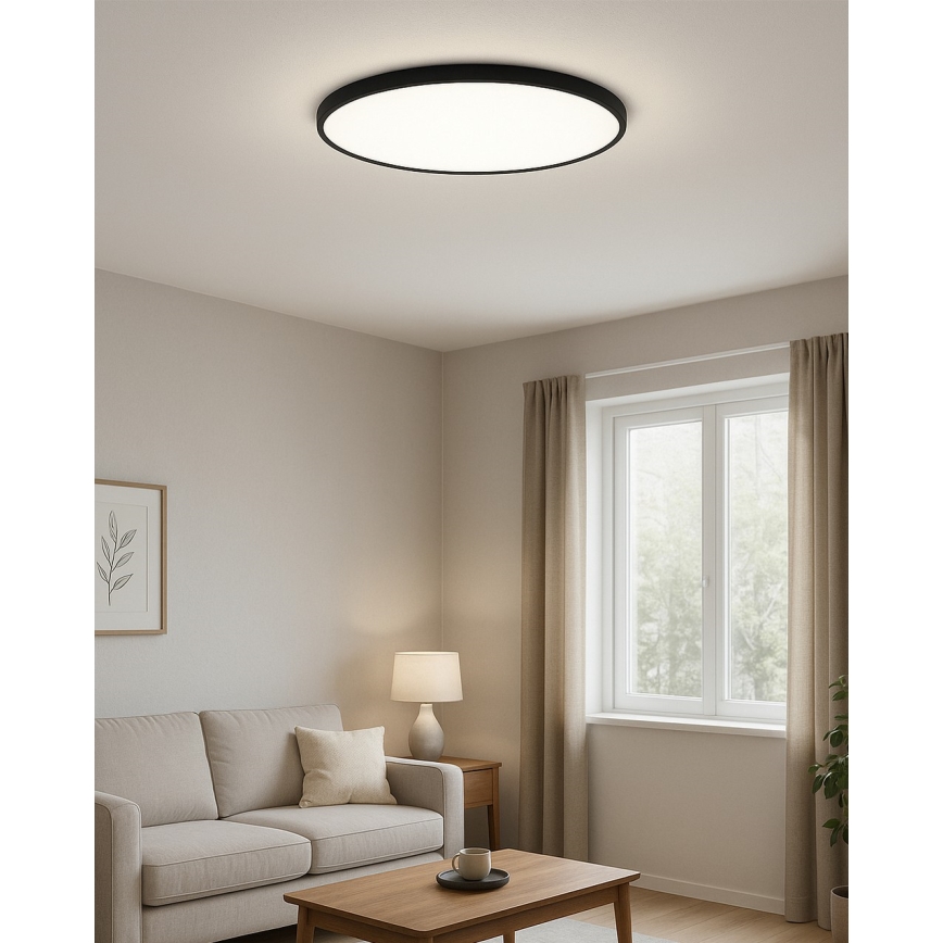 Plafón LED/40W/230V 3000/4000/6500K Ø 50 cm negro