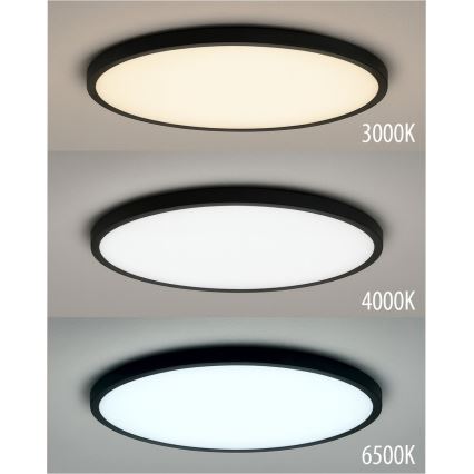 Plafón LED/40W/230V 3000/4000/6500K Ø 50 cm negro