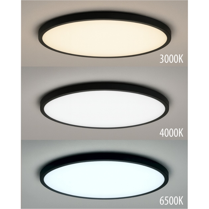 Plafón LED/40W/230V 3000/4000/6500K Ø 50 cm negro