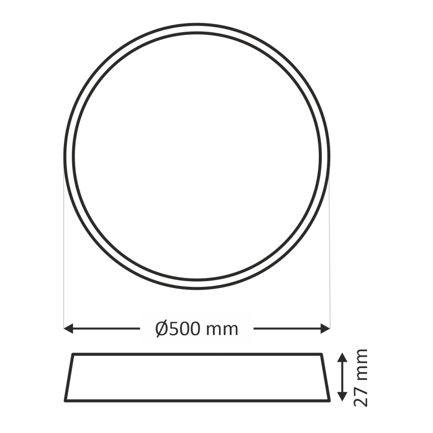 Plafón LED/40W/230V 3000/4000/6500K Ø 50 cm negro
