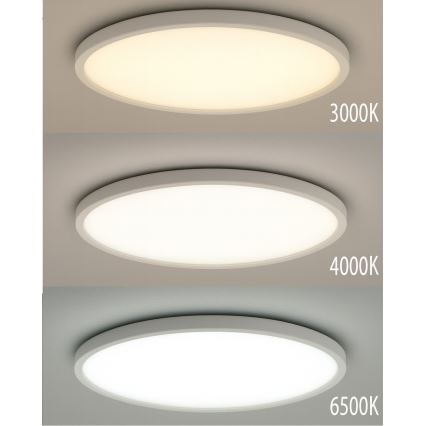 Plafón LED 40W 230V, seleccionable 3000/4000/6500K, Ø 50 cm, blanco