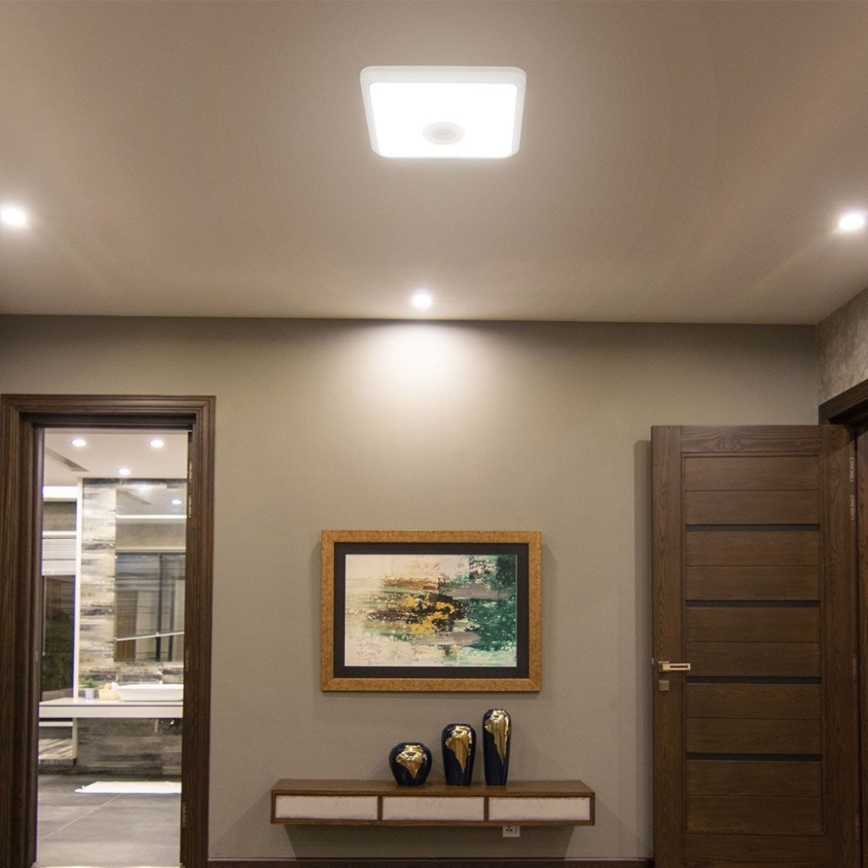Plafón LED con sensor SAMSUNG CHIP LED/12W/230V 3000/4000/6000K 25x25 cm blanco