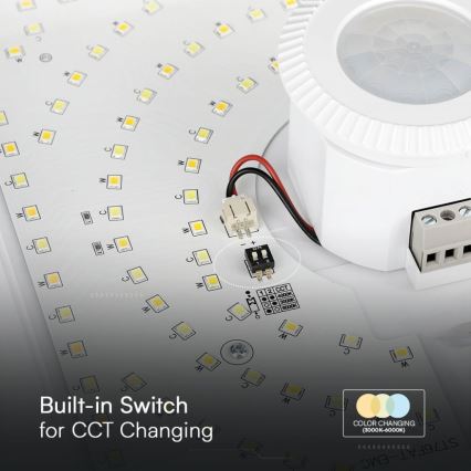 Plafón LED con sensor SAMSUNG CHIP LED/12W/230V 3000/4000/6000K 25x25 cm blanco