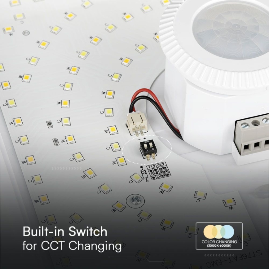Plafón LED con sensor SAMSUNG CHIP LED/12W/230V 3000/4000/6000K 25x25 cm blanco