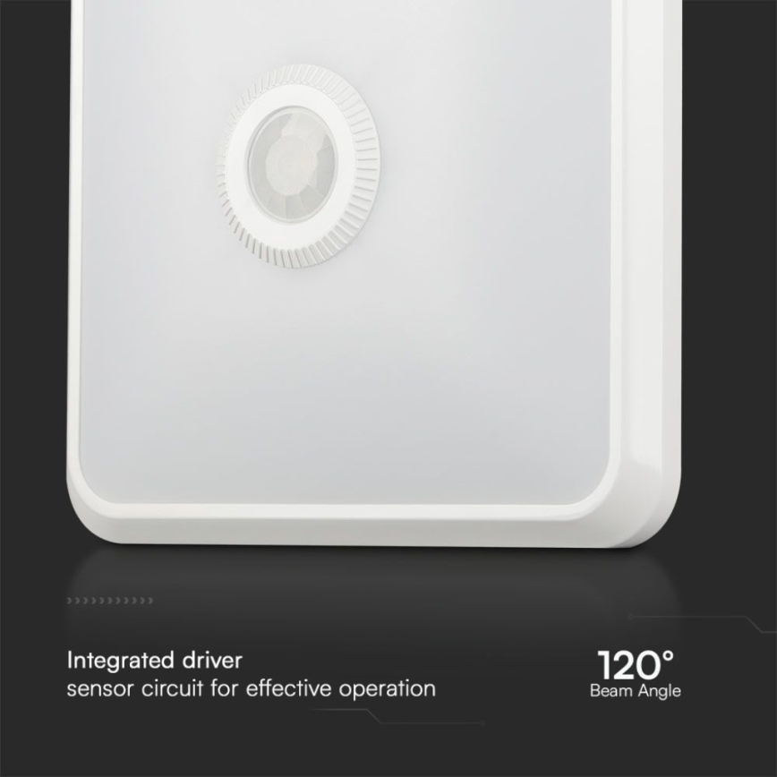 Plafón LED con sensor SAMSUNG CHIP LED/12W/230V 3000/4000/6000K 25x25 cm blanco