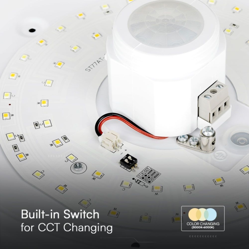 Plafón LED con sensor SAMSUNG CHIP LED/12W/230V 3000/4000/6000K diá. 29 cm blanco