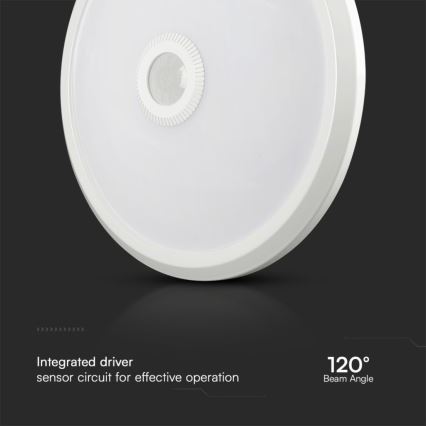 Plafón LED con sensor SAMSUNG CHIP LED/12W/230V 3000/4000/6000K diá. 29 cm blanco