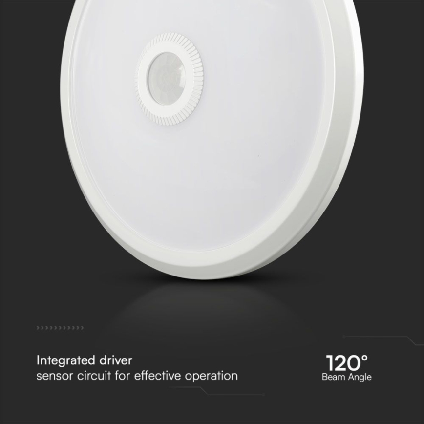 Plafón LED con sensor SAMSUNG CHIP LED/12W/230V 3000/4000/6000K diá. 29 cm blanco