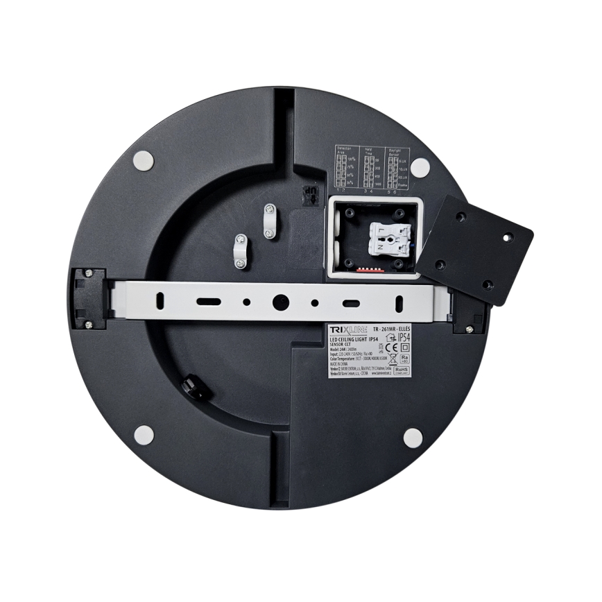 Plafón LED de baño con sensor ELLÉ LED/24W/230V 3000/4000/6500K diá. 26 cm IP54 antracita