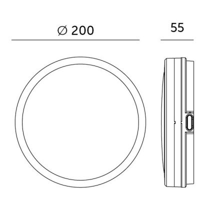 Plafón LED de baño con sensor LED/12W/230V 3000/4000/6500K IP65 diá. 20 cm negro + control remoto
