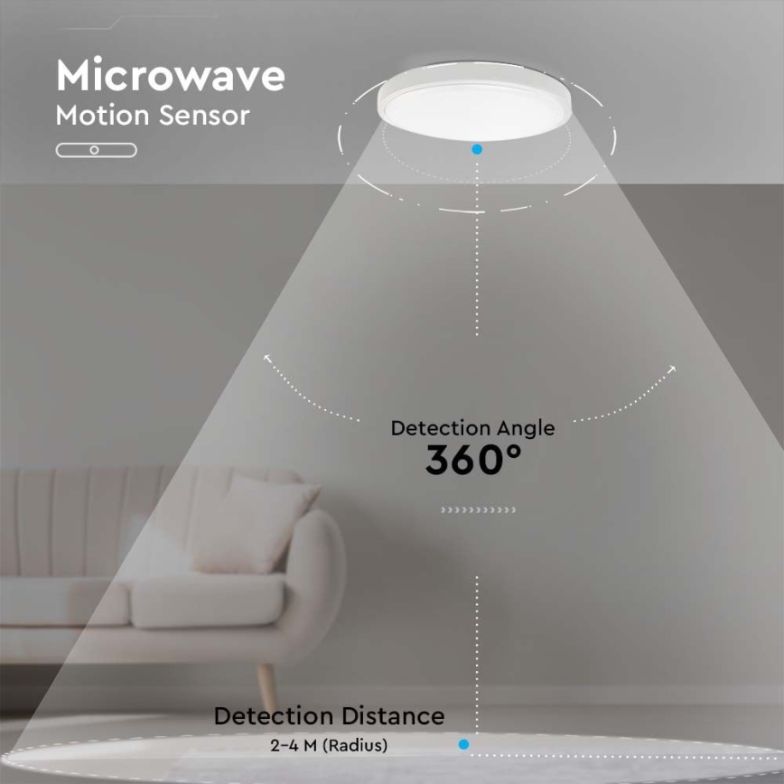 Plafón LED de baño con sensor LED/18W/230V 4000K IP44 diá. 22,5 cm blanco
