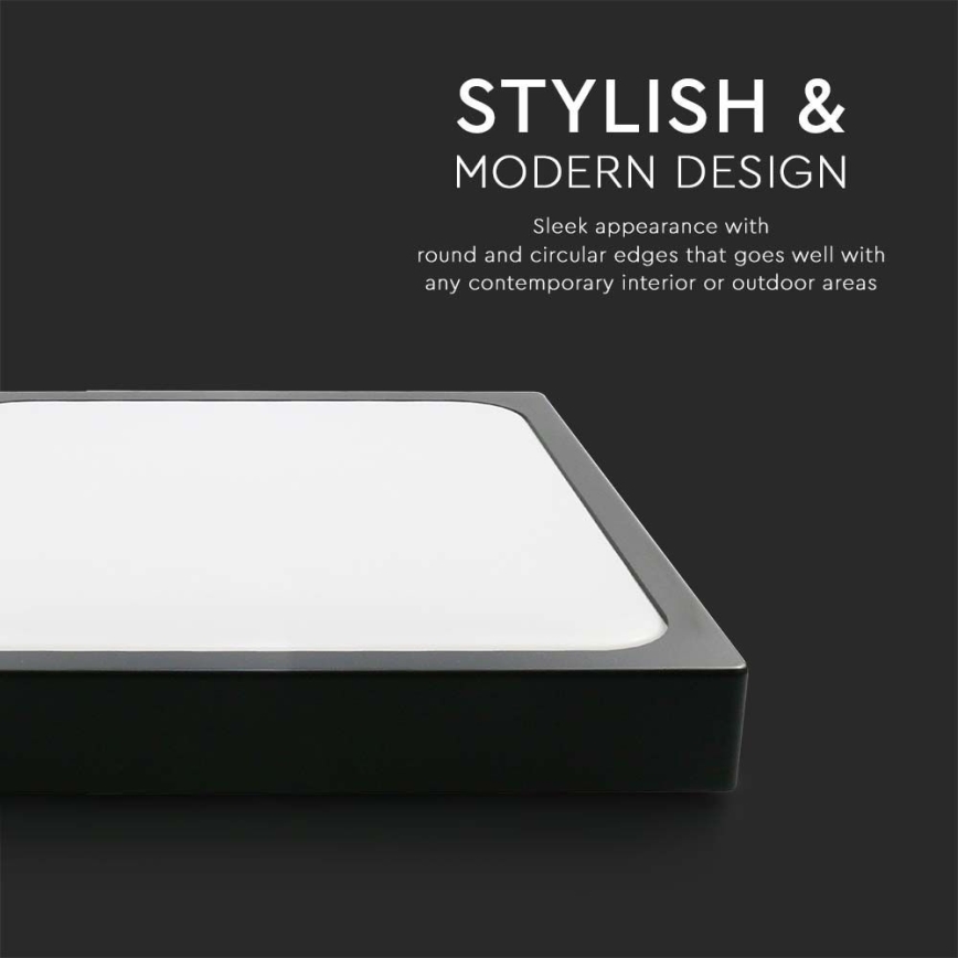 Plafón LED de baño con sensor LED/18W/230V 4000K IP44 22,5x22,5 cm negro