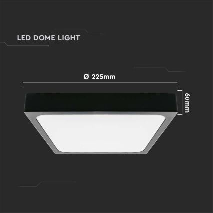 Plafón LED de baño con sensor LED/18W/230V 4000K IP44 22,5x22,5 cm negro