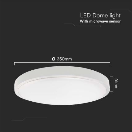 Plafón LED de baño con sensor LED/24W/230V 4000K IP44 diá. 35 cm blanco + control remoto