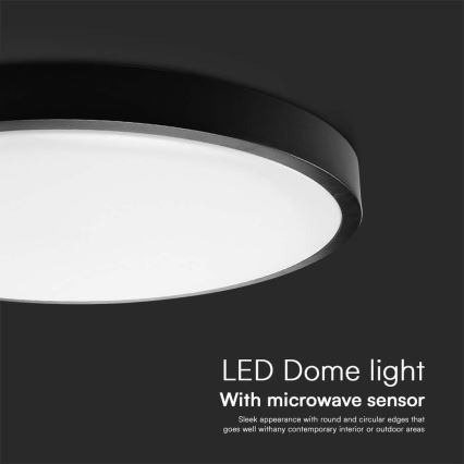 Plafón LED de baño con sensor LED/24W/230V 4000K IP44 diá. 35 cm negro + control remoto