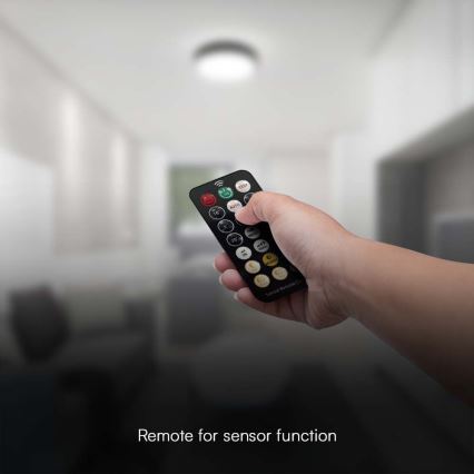 Plafón LED de baño con sensor LED/24W/230V 4000K IP44 diá. 35 cm negro + control remoto