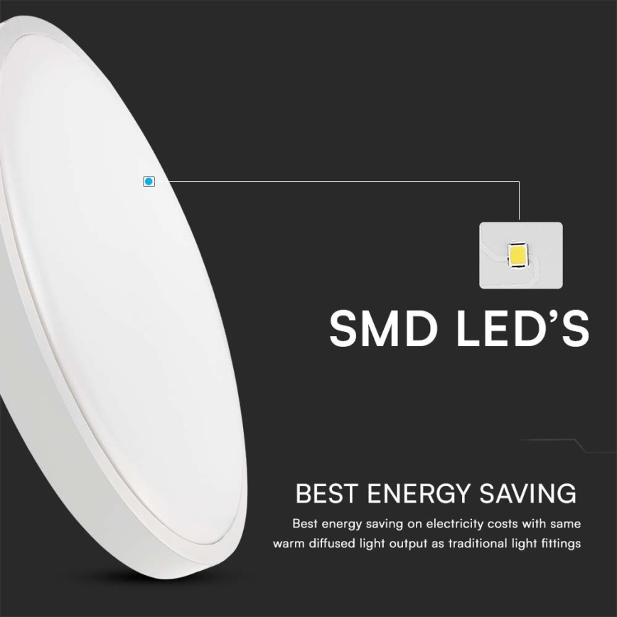 Plafón LED de baño con sensor LED/24W/230V 6500K IP44 diá. 35 cm blanco + control remoto