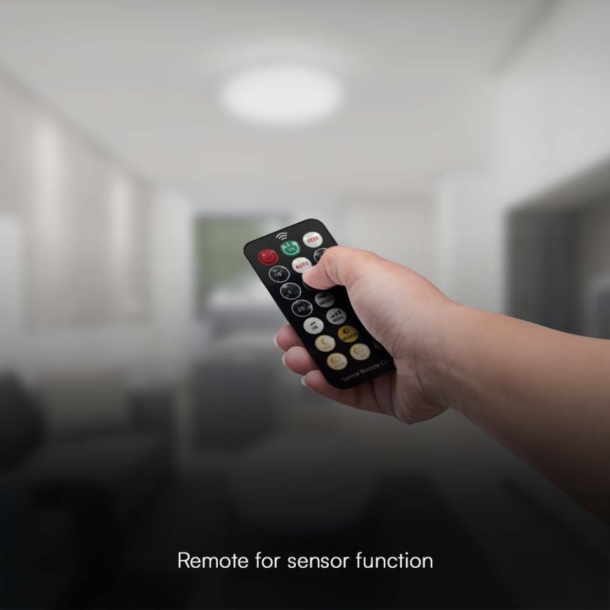 Plafón LED de baño con sensor SAMSUNG CHIP LED/24W/230V IP44 6500K diá. 35 cm blanco + control remoto
