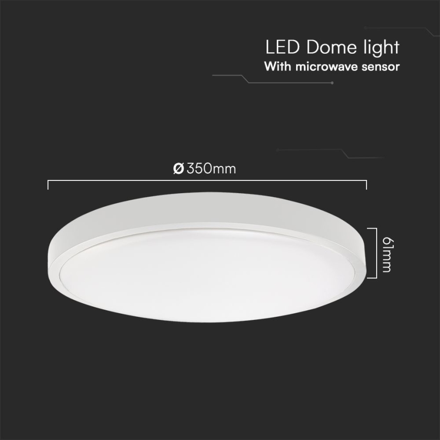 Plafón LED de baño con sensor SAMSUNG CHIP LED/24W/230V IP44 6500K diá. 35 cm blanco + control remoto