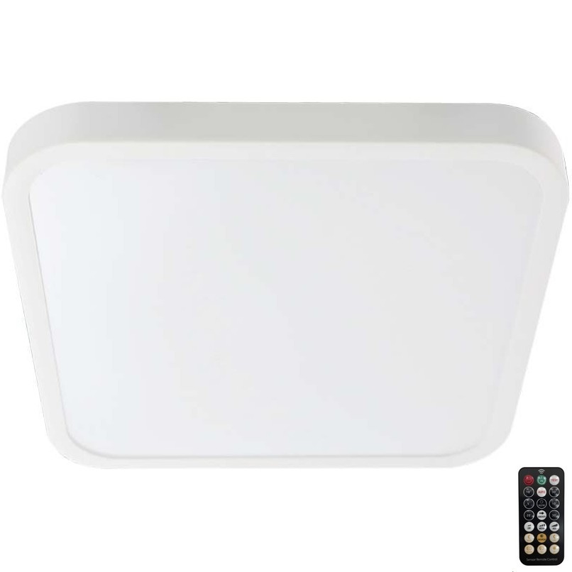 Plafón LED de baño con sensor LED/36W/230V 4000K IP44 42x42 cm blanco + control remoto