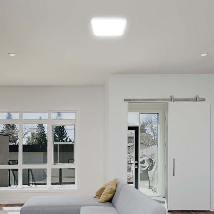 Plafón LED de baño con sensor LED/36W/230V 4000K IP44 42x42 cm blanco + control remoto