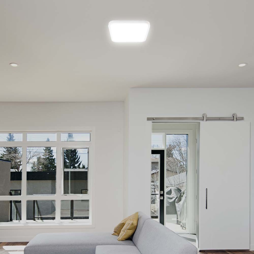 Plafón LED de baño con sensor LED/36W/230V 4000K IP44 42x42 cm blanco + control remoto