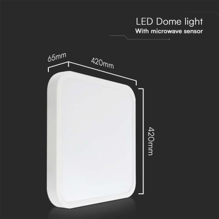Plafón LED de baño con sensor LED/36W/230V 4000K IP44 42x42 cm blanco + control remoto