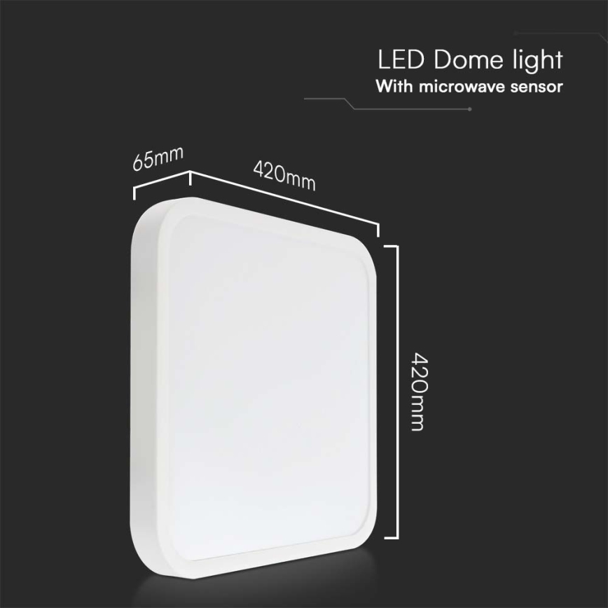 Plafón LED de baño con sensor LED/36W/230V 4000K IP44 42x42 cm blanco + control remoto