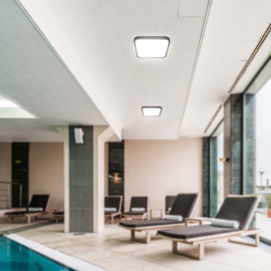 Plafón LED de baño con sensor LED/36W/230V 4000K IP44 42x42 cm negro + control remoto