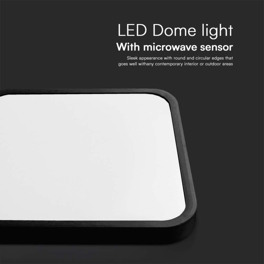 Plafón LED de baño con sensor LED/36W/230V 4000K IP44 42x42 cm negro + control remoto