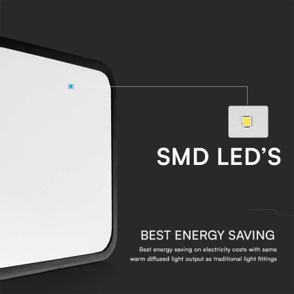 Plafón LED de baño con sensor LED/36W/230V 4000K IP44 42x42 cm negro + control remoto